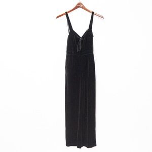 Abercrombie & Fitch Black Velvet Jumpsuit Wide Leg Strappy XS P Mobwife Goth Y2K